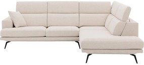 Goossens Hoekbank Viggo wit, stof, 2,5-zits, modern design met ligelement rechts