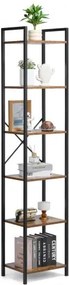 VEVOR Metalen boekenkast, 6-laags rechthoekige industriële boekenplank, rustiek opbergrek met open planken, vrijstaand displayplank-opbergrek, 30 x 40 x 187 cm
