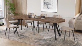 Mazzoni EXPANSO Bruin Eiken / zwarte poten - OVALE UITSCHUIFTAFEL 160-360 cm VOOR 16-18 PERSONEN