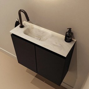 Mondiaz Ture DLux toiletmeubel 60cm urban met wastafel ostra links met kraangat