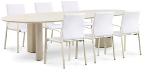 Tuinset 6 personen 240 cm Aluminium/textileen Taupe Lifestyle Garden Furniture Rome/Weave
