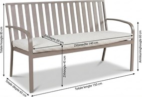 Milan Alu -seater Bench Taupe Zand/Beige