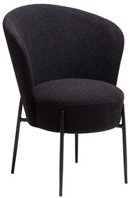 Dan-Form Orbit Eetkamerstoel Met Hoge Rugleuning Rond Boucle Zwart Shimmer