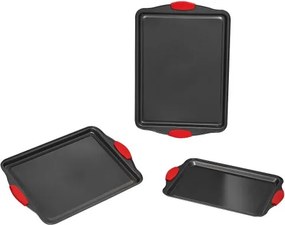 VEVOR Bakset 3-delige antiaanbaklaag van koolstofstaal, kookplaten en -schalen, baksets voor keukenovens met siliconen handgrepen, voor koekjes, cakes, muffins en brood