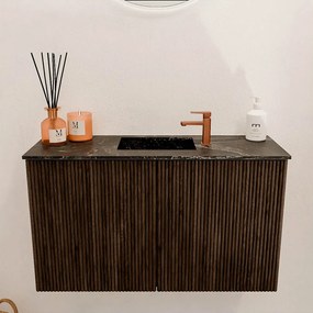 Mondiaz Joya DLux 70cm toiletmeubel walnut met wastafel faye midden 1 kraangat lava
