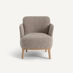 Fauteuil in gemêleerde stof en massief eiken, Jabote