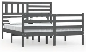 vidaXL Bedframe massief hout grijs 150x200 cm 5FT King Size