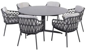 4 Seasons Outdoor Calpi dining set antraciet met Embrace tafel Ø 160 cm      zwart weerbestendig