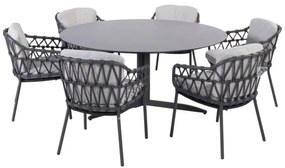 4 Seasons Outdoor Calpi tuinset antraciet met Embrace tafel Ø 160 cm * Sale * Tuinset zwart weerbestendig