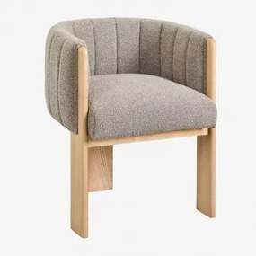Set Van 4 Eetkamerstoelen In Essenhout En Leo Bouclé Stof Bouclé Gris Arena - Sklum