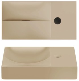Clou Vale keramische fontein 38cm met kraangat rechts mosterd mat
