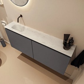 Mondiaz Ture DLux toiletmeubel 120cm dark grey met wastafel opalo links zonder kraangat