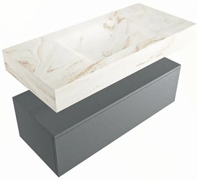 Mondiaz Alan DLux badmeubel 100cm plata 1 lade met wastafel frappe midden zonder kraangat