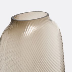 Vaas in geribbeld smoked glas H30,5 cm, Anadia