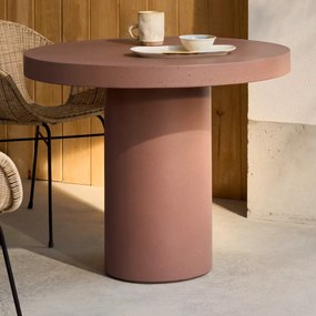 Kave Home Aiguablava Cement Eettafel Rond Terracotta 90 Cm - 90 X 90cm.