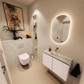 MONDIAZ TURE-DLUX 80cm toiletmeubel Rosee. EDEN wastafel Ostra positie midden. Zonder kraangat. TUREDX80ROSM0OST