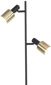Smart vloerlamp met dimmer zwart met goud incl. 2 Wifi A60 - Stijn Modern E27 Binnenverlichting Lamp