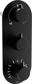 Mexen Kai thermostatische bad-douchekraan 3-weg, zwart - 77603-70