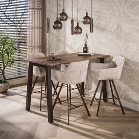 Bartafel Acaciahout Met Staal - 147 X 80cm.