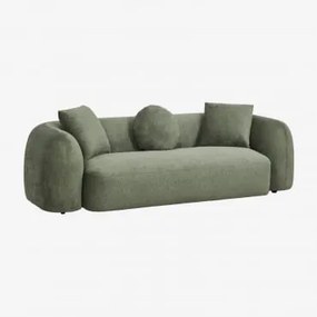 3-zitsbank In Coco Chenille Stof Chenille Groen – Salie - Sklum