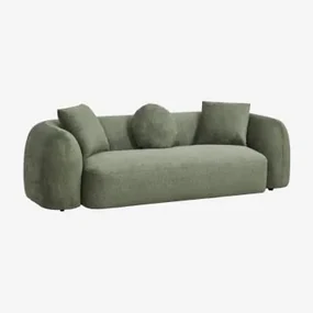 3-zitsbank In Coco Chenille Stof Chenille Groen – Salie - Sklum