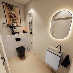 Mondiaz Ture DLux toiletmeubel 40cm plata met wastafel opalo links met kraangat