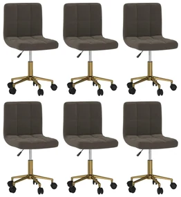 vidaXL Eetkamerstoelen draaibaar 6 st fluweel donkergrijs