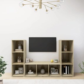 vidaXL Tv-meubelen 3 st 107x35x37 cm spaanplaat sonoma eikenkleurig