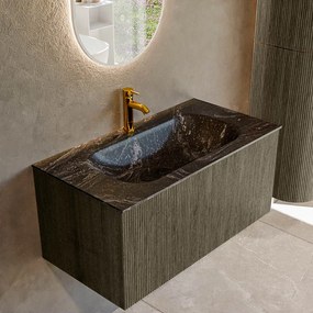 Mondiaz Kurve-dlux 90cm badmeubel shadow met 1 lade en wastafel big small midden 1 kraangat lava