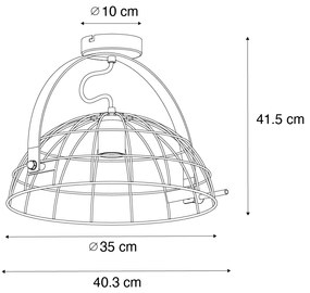 Industriële plafondlamp zwart 35 cm verstelbaar - Hanze Industriele / Industrie / Industrial E27 rond Binnenverlichting Lamp