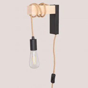 Tina Wandlamp Van Ijzer Zwart - Houtbruin - Sklum