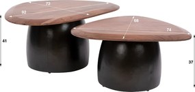 Salontafelset Driehoek Acacia Bruin - 92 X 92cm.