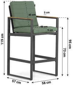Barstoel Aluminium Grijs-antraciet Lifestyle Garden Furniture Faro