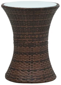 vidaXL Tuinbijzettafel trommelvormig poly rattan bruin