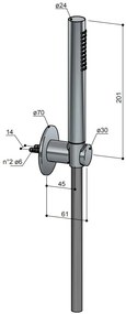 Hotbath ACE handdouche met houder en doucheslang messing geborsteld PVD