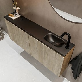 Mondiaz Ture 120cm toiletmeubel light brown grey met wastafel urban rechts 1 kraangat