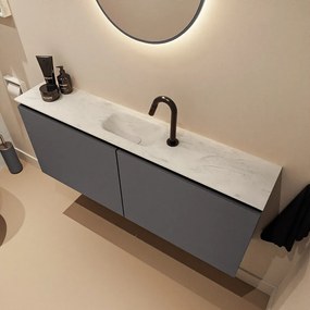 Mondiaz Ture DLux toiletmeubel 120cm dark grey met wastafel opalo midden met kraangat