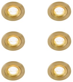 Buitenlamp Set van 6 Moderne inbouwspot goud rond IP44 - Xena GU10 IP44 Buitenverlichting Lamp