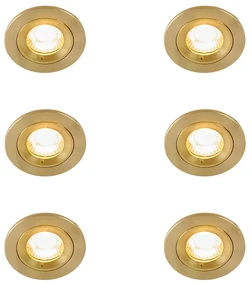 Buitenlamp Set van 6 Moderne inbouwspot goud rond IP44 - Xena GU10 IP44 Buitenverlichting Lamp