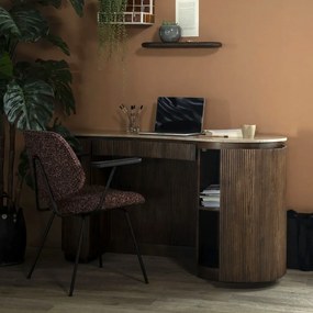 Eleonora Mari Travertin Bureau Met Ribbel Hout - 129 X 60cm.