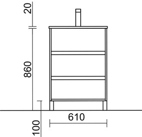Muebles Rise staand badmeubel 60cm donker eiken