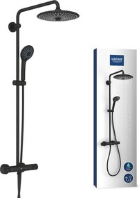 Grohe Vitalio Joy 260 regendoucheset met 6 straalsoorten Ø26cm mat zwart