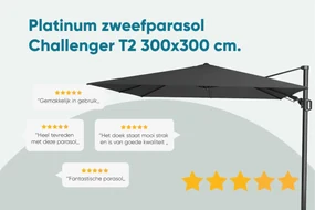 Platinum Challenger Zweefparasol T2 premium - 3x3 m. Champagne - Sandstone