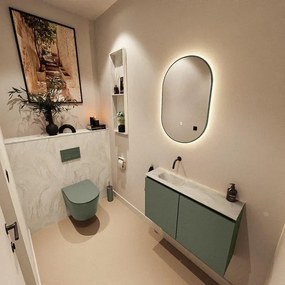 MONDIAZ TURE-DLUX 80cm toiletmeubel Army. EDEN wastafel Ostra positie links. Zonder kraangat. TUREDX80ARML0OST