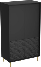 Kledingkast Ciretre 106, Gouden, Zwart, 185x90x53cm, 61.6 kg, Kledingkast deuren: Met scharnieren