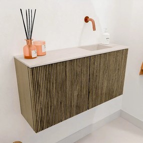 Mondiaz Joya DLux 80cm toiletmeubel dusk met wastafel faye rechts zonder kraangat meli
