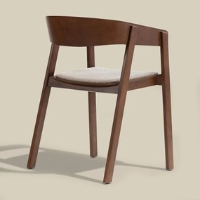 Walnoot Eetkamerstoel Met Beige Stof