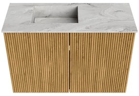 Mondiaz Joya DLux 60cm toiletmeubel oak met wastafel faye links 1 kraangat glace