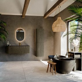 Mondiaz Kurve 125cm badmeubel ronding links shadow met 1 lade en deur en wastafel big medium kraangat rechts urban