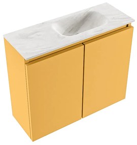 Mondiaz Ture DLux toiletmeubel 60cm ocher met wastafel ostra rechts zonder kraangat